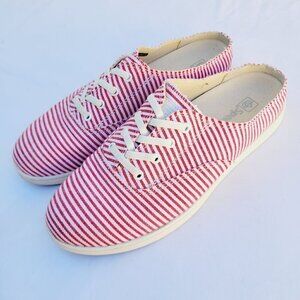 Spenco Women's White & Red Stripe Santa Rosa Slip-on Shoe - size 10